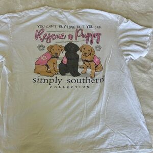 Simply Southern Rescue a Puppy Tee - White, Pink, Black